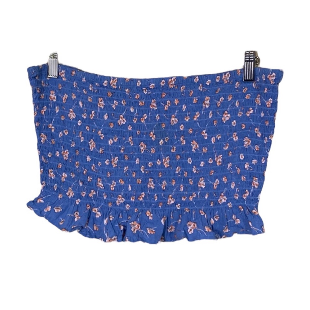 Blue American Eagle Outfitters Floral Design Strapless Top Women’s Large Shirt!